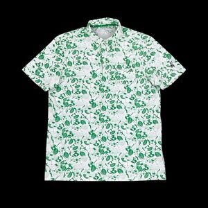 Adidas Polo Shirt Mens Medium Green Primeknit Graphic Golf Short Sleeve HS9054